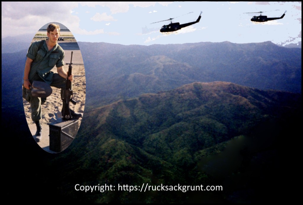 Helicopters flying over the Central Highlands in Vietnam